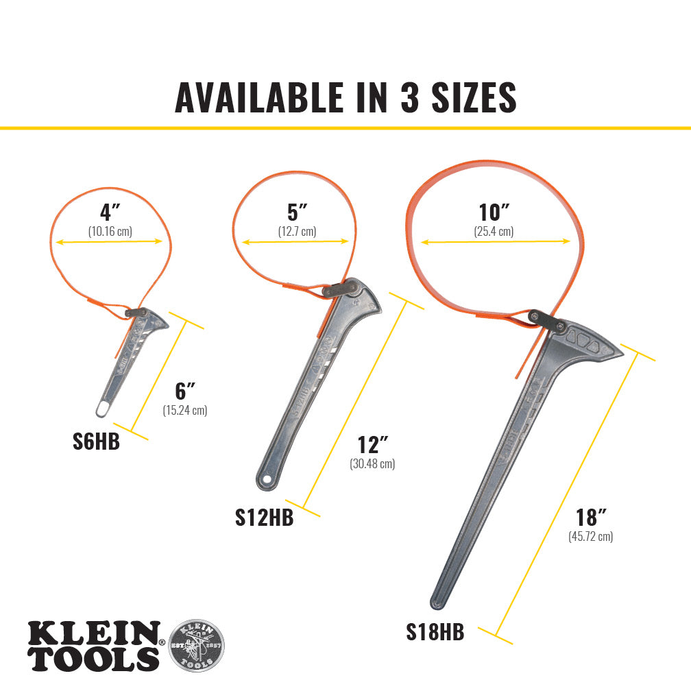 Klein Tools S6HB Grip-It™ Strap Wrench, 1-1/2 to 4-Inch, 6-Inch Handle - Edmondson Supply