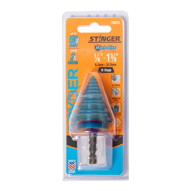 SPYDER 19024 Mach-Blue 1/4″ – 1-3/8″ 10-Step Bit - Edmondson Supply