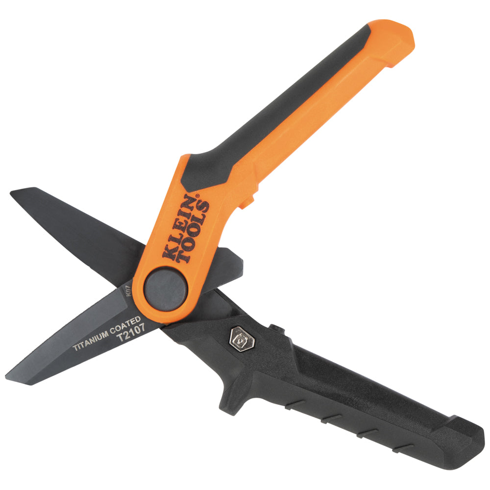Klein Tools T2107 Compact Titanium-Coated Utility Shears, 7-Inch - Edmondson Supply
