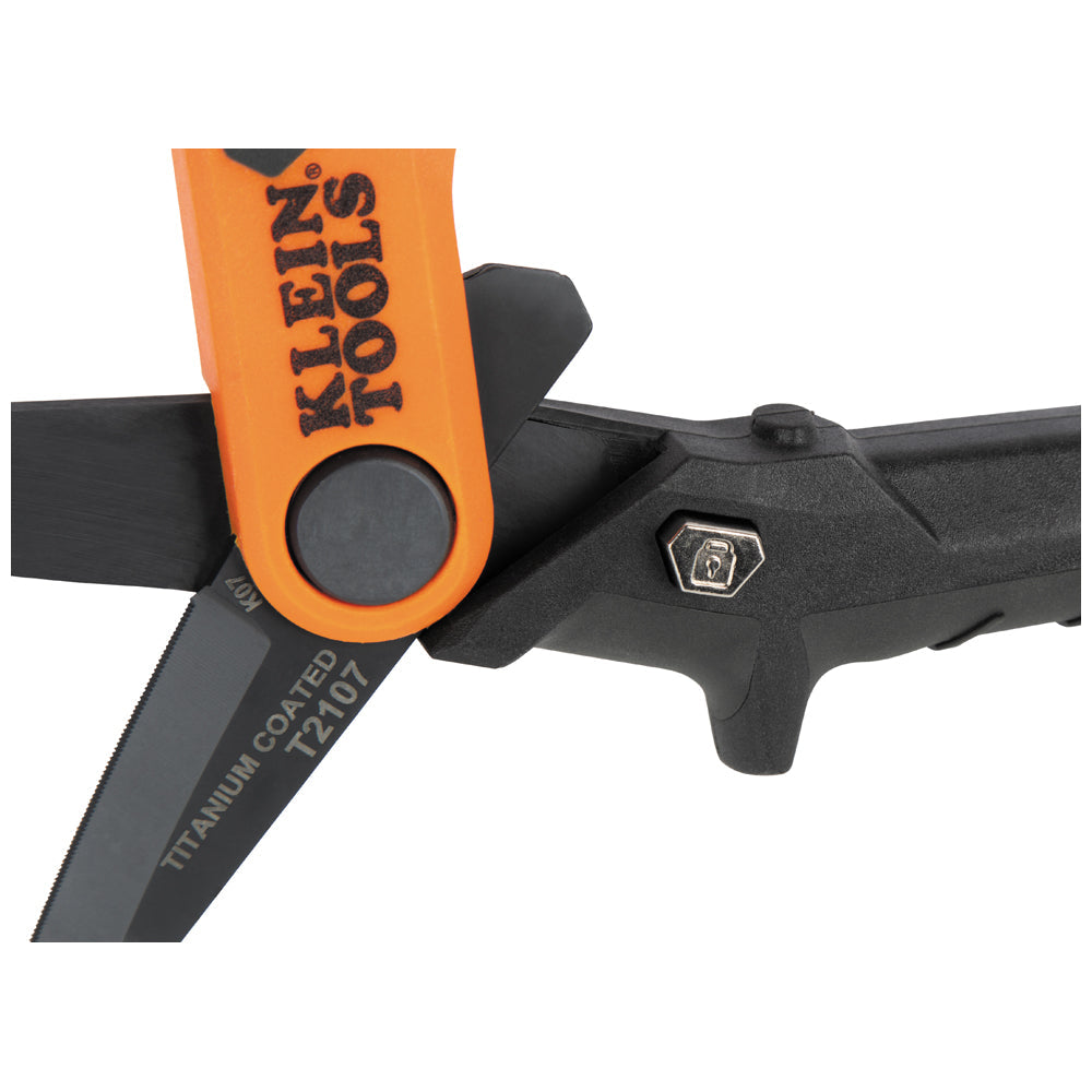 Klein Tools T2107 Compact Titanium-Coated Utility Shears, 7-Inch - Edmondson Supply