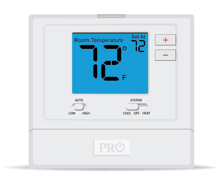 PRO1 IAQ T731 Digital Non-Programmable PTAC Thermostat, 2 Heat - 1 Cool, Heat Pump/Conventional, Wired - Edmondson Supply
