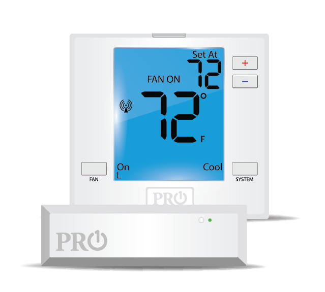 PRO1 IAQ T731W Digital Non-Programmable Wireless PTAC Thermostat, 2 Heat - 1 Cool, Heat Pump/Conventional - Edmondson Supply