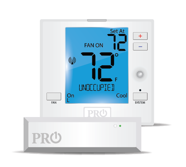 PRO1 IAQ T731WO Digital Non-Programmable Wireless PTAC Thermostat, 2 Heat - 1 Cool, with Occupancy Sensor - Edmondson Supply
