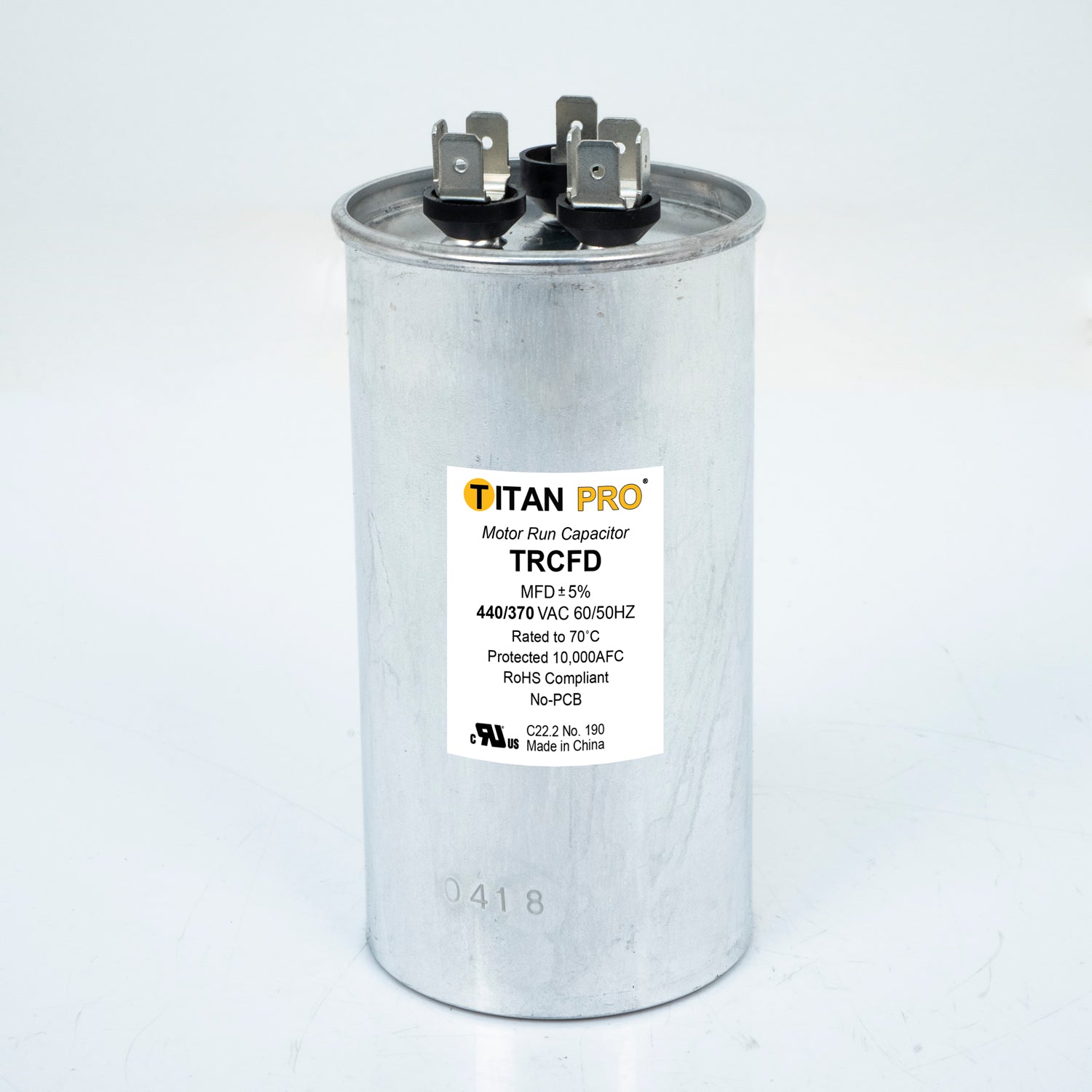 Packard TRCFD805 Titan PRO Run Capacitor 80+5 MFD 440/370 Volt Round -Edmondson Supply