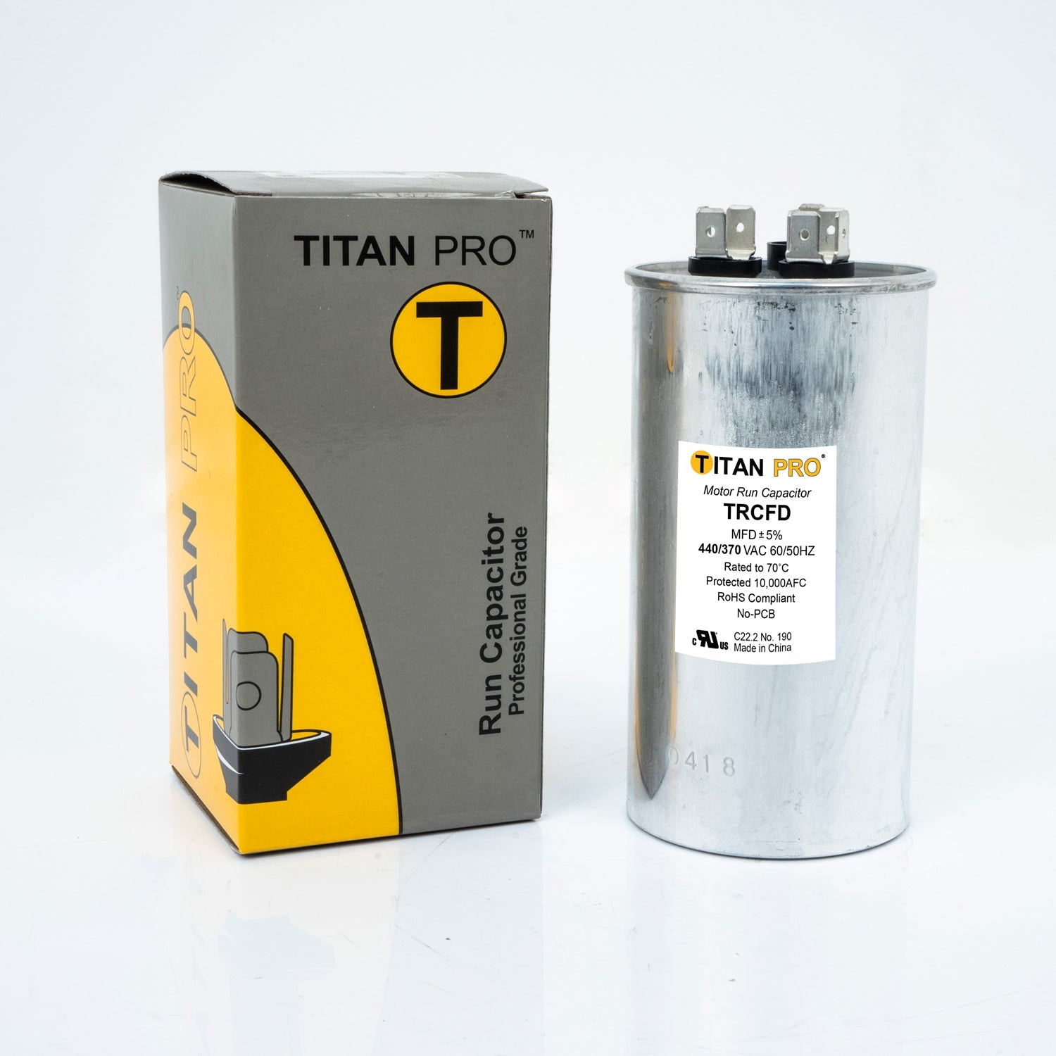 Packard TRCFD805 Titan PRO Run Capacitor 80+5 MFD 440/370 Volt Round -Edmondson Supply
