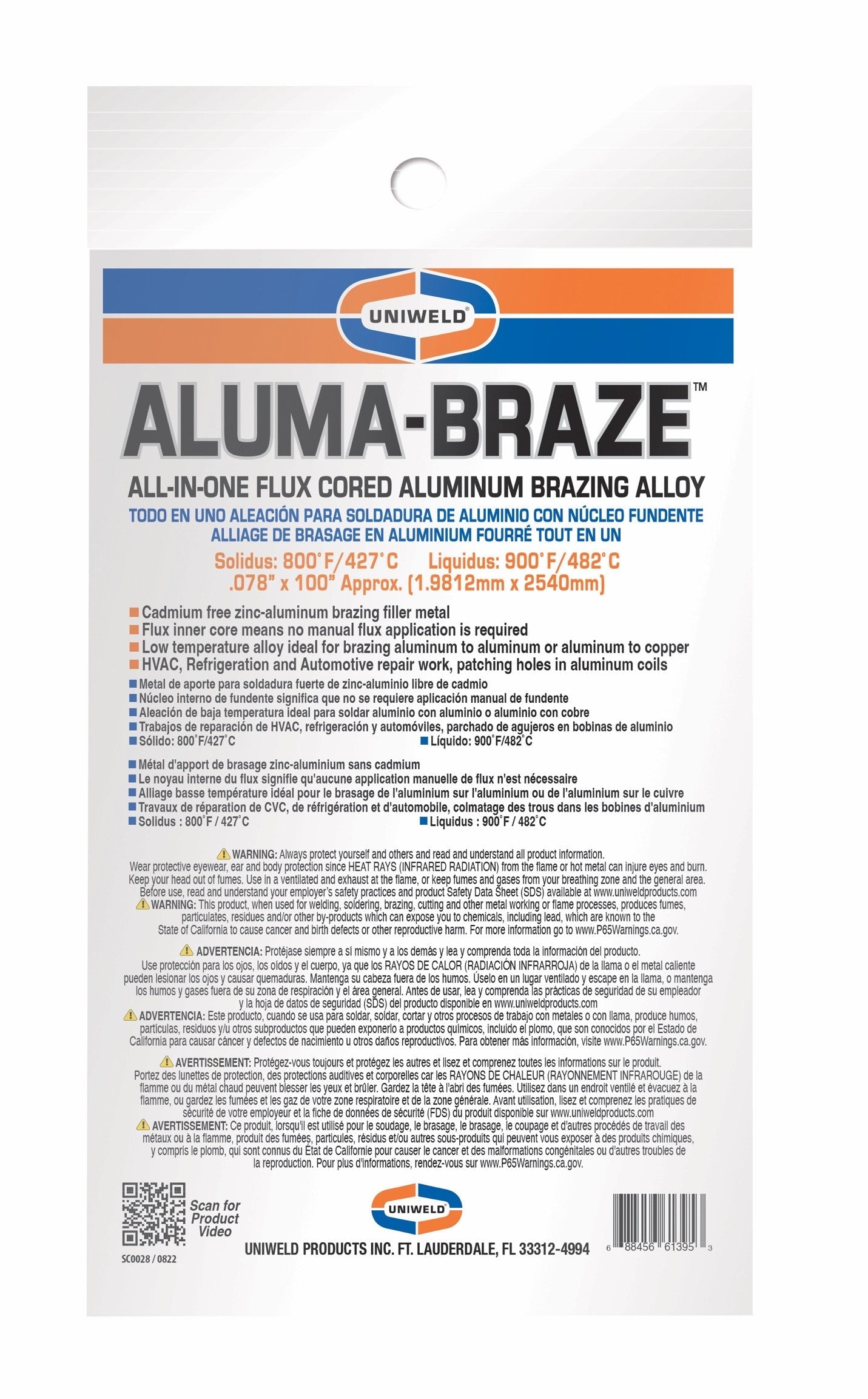 Uniweld UAB Aluma-Braze™ All-in-one flux-cored Aluminum Brazing Alloy - Edmondson Supply