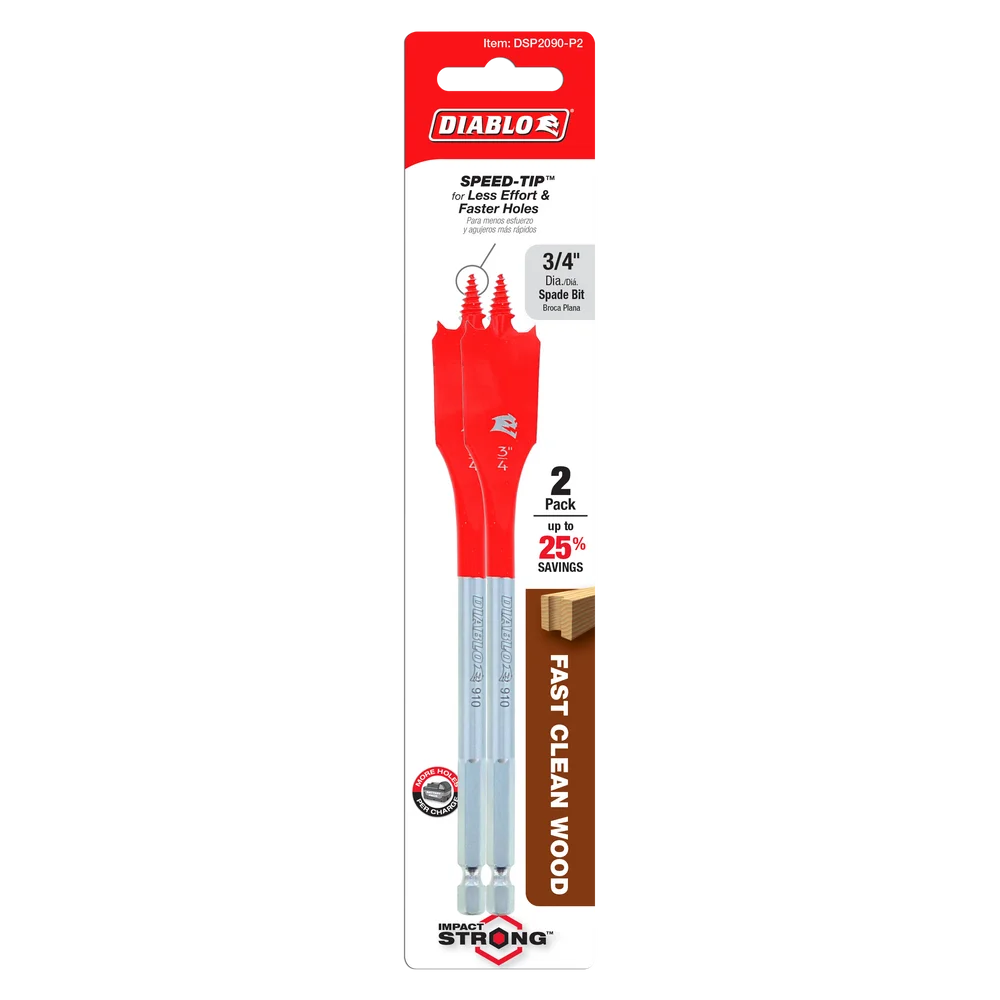 Diablo Tools DSP2090-P2 3/4 in. x 6 in. Spade Bit for Wood (2 Pack)