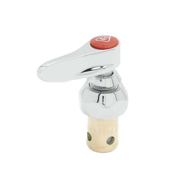 T&S Brass 002712-40NS Eterna Cartridge w/ Spring Check, Right Hand (Hot), Lever Handle, Screw & Red Index Button "New-Style" - Edmondson Supply