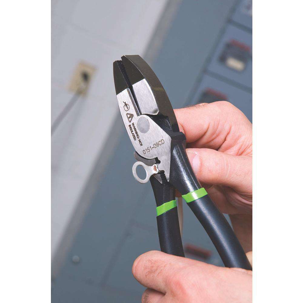 Greenlee 0151-09CD 9" High-Leverage Side-Cutting Pliers, Dipped - Crimping - Edmondson Supply