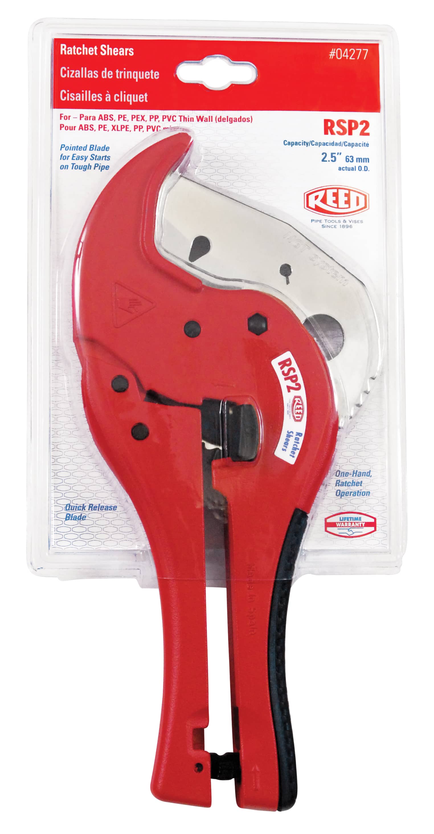 Reed Mfg RSP2 Ratchet Shears - 2" IPS, Pointed Blade - Edmondson Supply