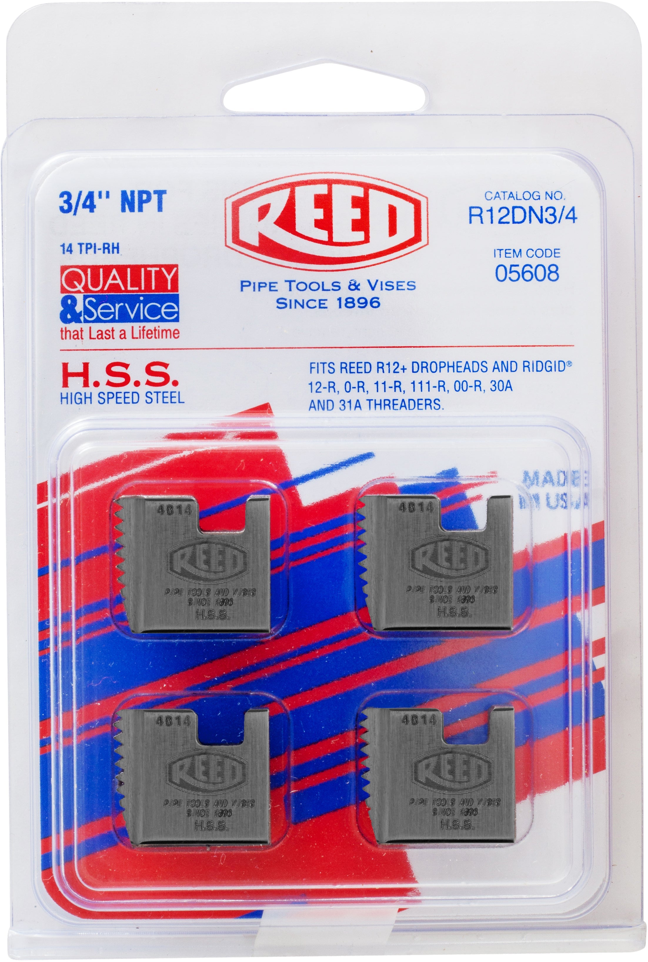 Reed Mfg R12DN 3/4 R12+ Segmental Dies, 3/4" NPT - Edmondson Supply