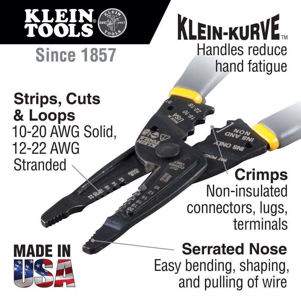 Klein Tools 1009 Klein-Kurve Long-Nose Wire Stripper, Wire Cutter, Crimping Tool - Edmondson Supply