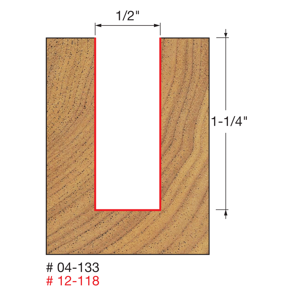 Freud 12-118 1/2" Double Flute Straight Bit - Edmondson Supply