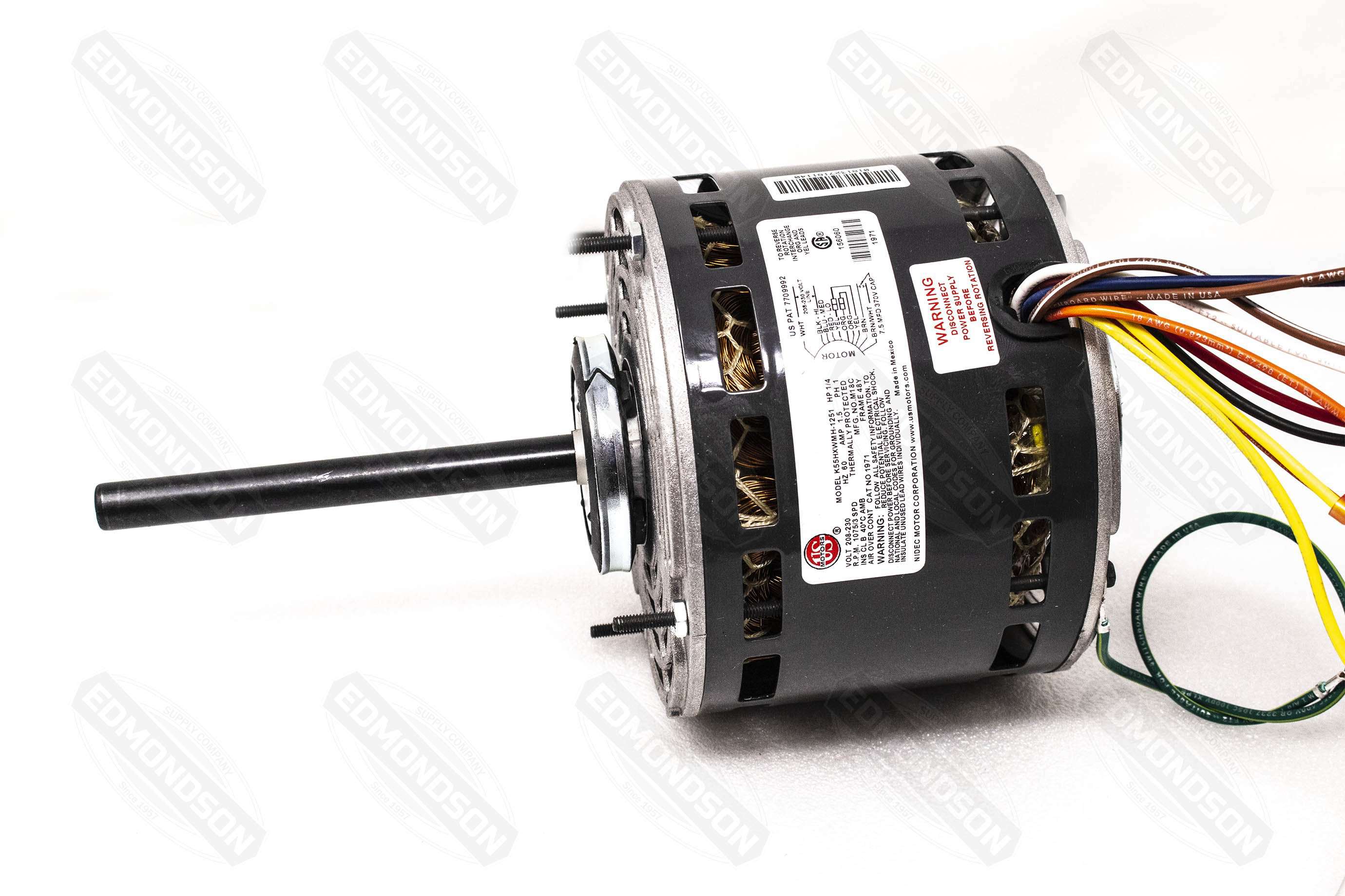 US Motors 1971 5.6" Direct Drive Blower Motor, 208-230V, 1/4 HP, 1075 RPM, PSC - Edmondson Supply