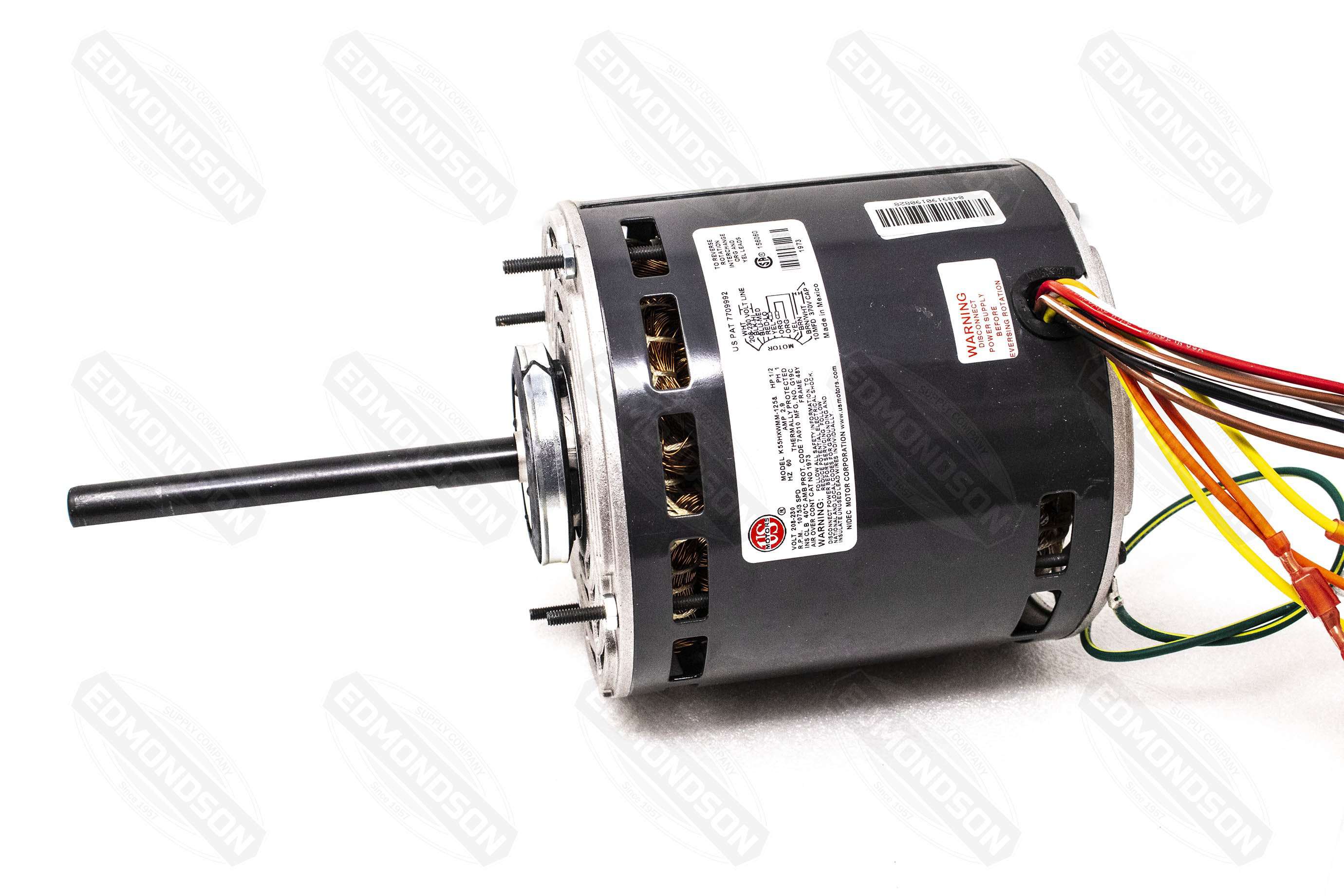 US Motors 1973 5.6" Direct Drive Blower Motor, 208-230V, 1/2 HP, 1075 RPM, PSC - Edmondson Supply
