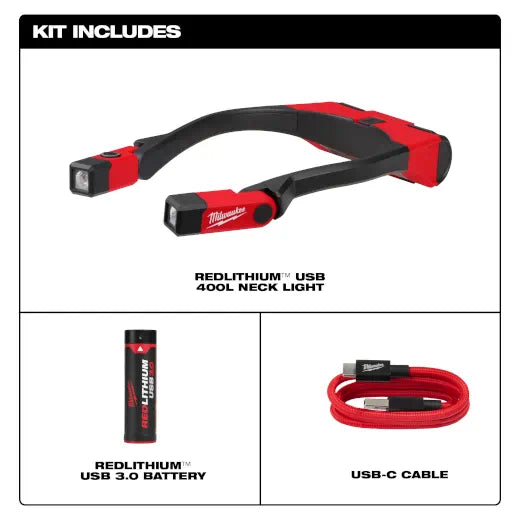 Milwaukee 2117-21 REDLITHIUM™ USB 400L Neck Light - Edmondson Supply