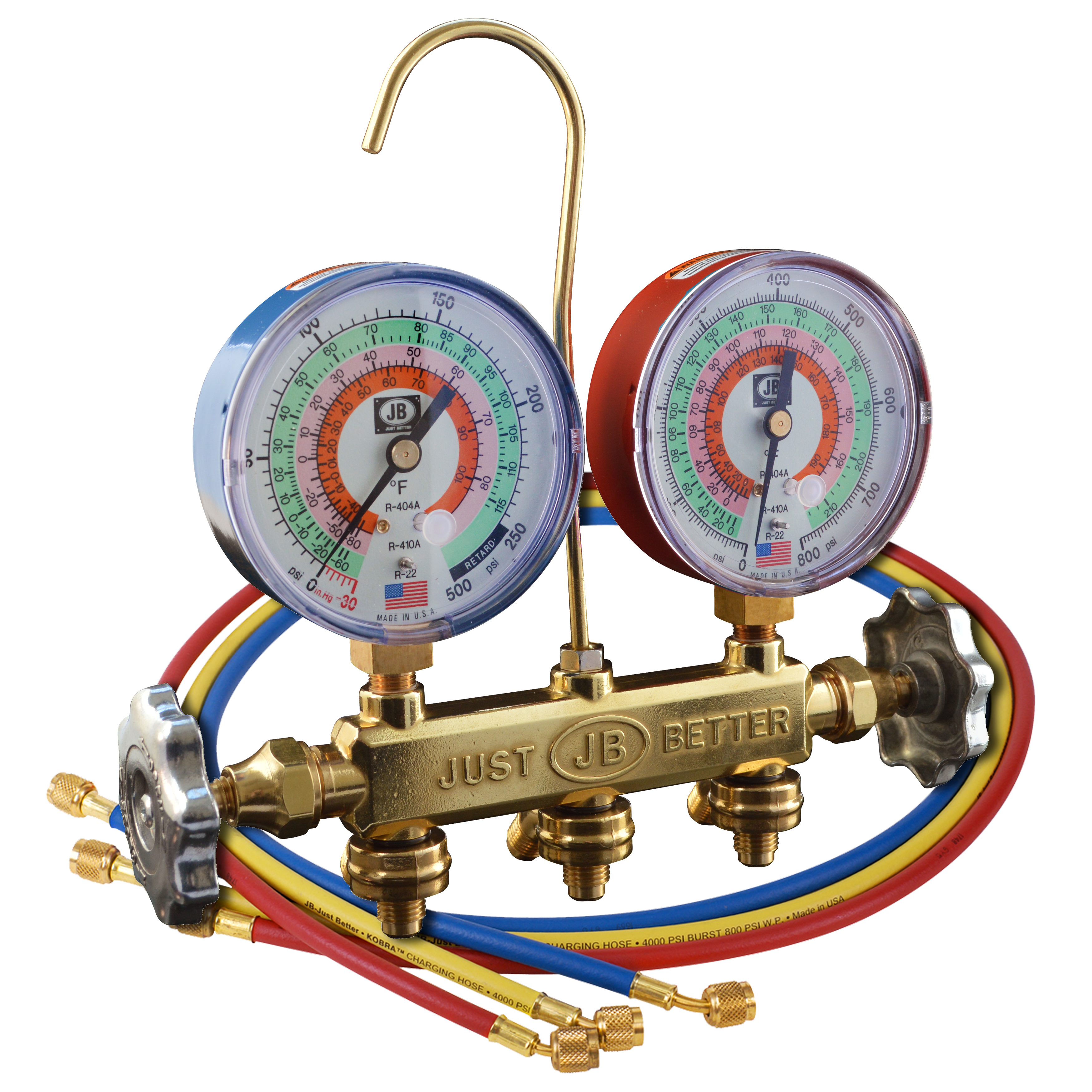 JB Industries 22233 Patriot 2-Valve Brass Manifold w/ 60" Kobra CCLE Hoses - Edmondson Supply