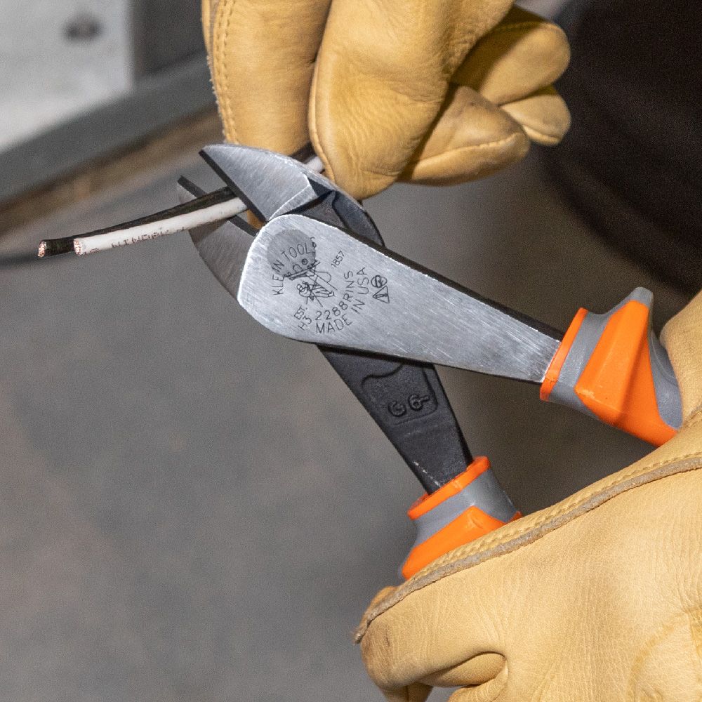 Klein Tools 2288RINS Diagonal Cutting Pliers, Insulated, High Leverage, 8-Inch - Edmondson Supply