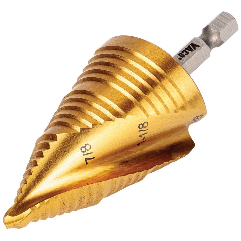 Klein Tools 25960 3-Step Drill Bit, Double-Fluted, 7/8-Inch to 1-3/8-Inch - Edmondson Supply