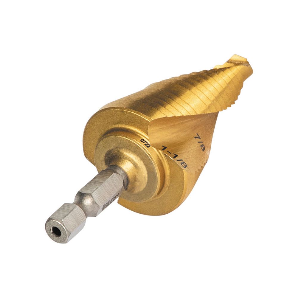 Klein Tools 25961 Step Drill Bit, Spiral Double-Fluted, 7/8-Inch to 1-1/8-Inch, VACO - Edmondson Supply