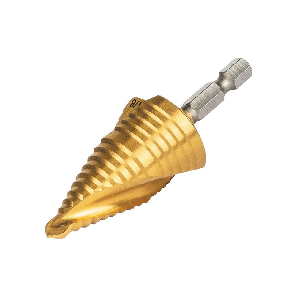 Klein Tools 25961 Step Drill Bit, Spiral Double-Fluted, 7/8-Inch to 1-1/8-Inch, VACO - Edmondson Supply