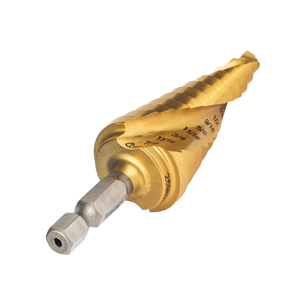 Klein Tools 25962 Step Drill Bit, Spiral Double-Fluted, 3/16-Inch to 7/8-Inch, VACO - Edmondson Supply