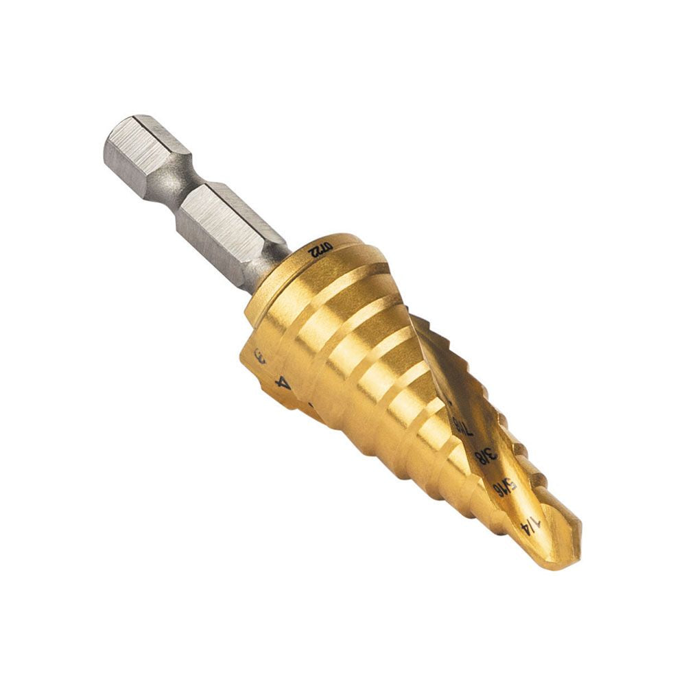 Klein Tools 25963 Step Drill Bit, Spiral Double-Fluted, 1/4-Inch to 3/4-Inch, VACO - Edmondson Supply