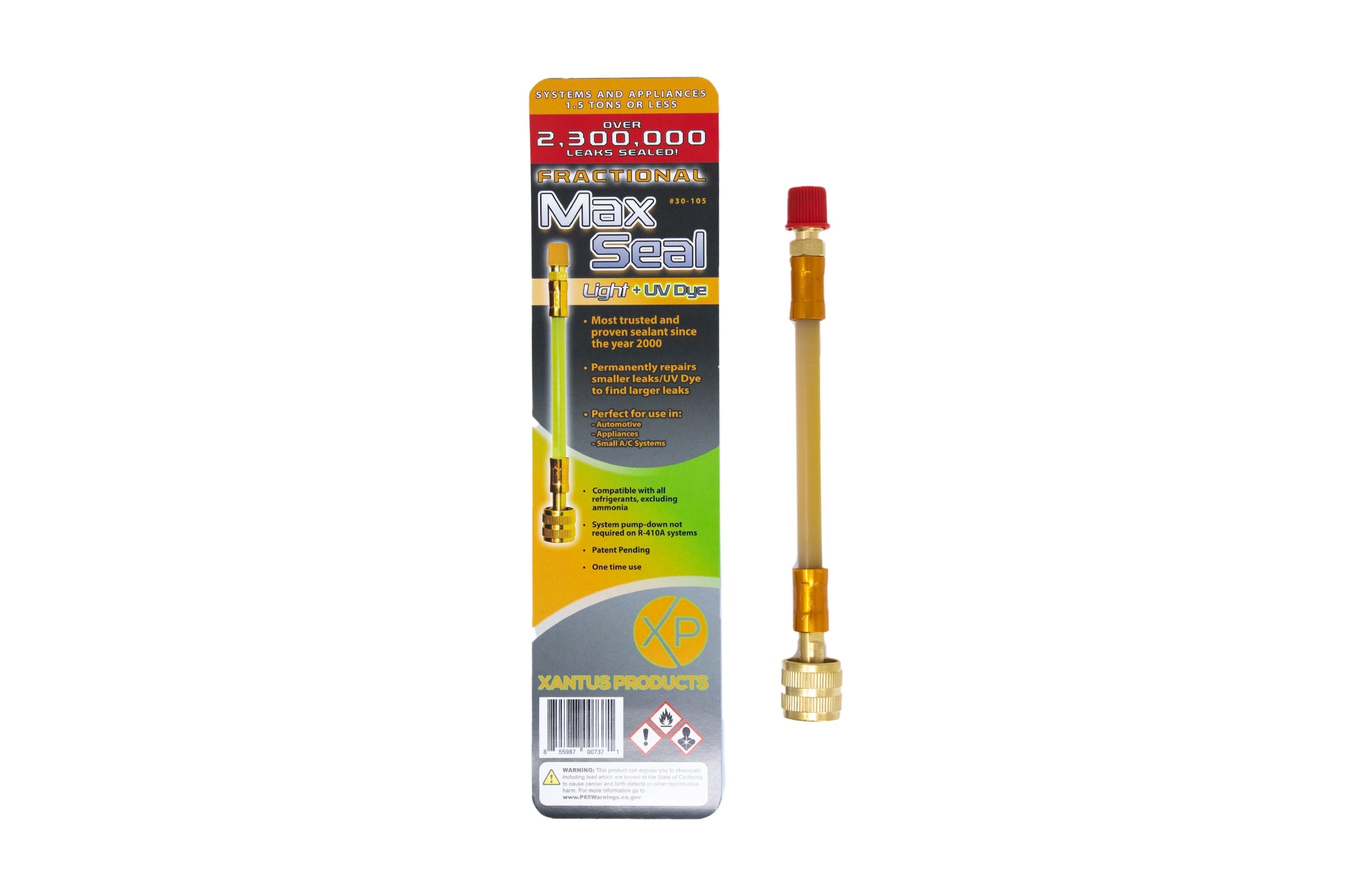 Xantus Products 30-105 Max Seal Light +UV Dye Fractional Direct Inject AC Leak Sealant, 1.5 Tons or Less