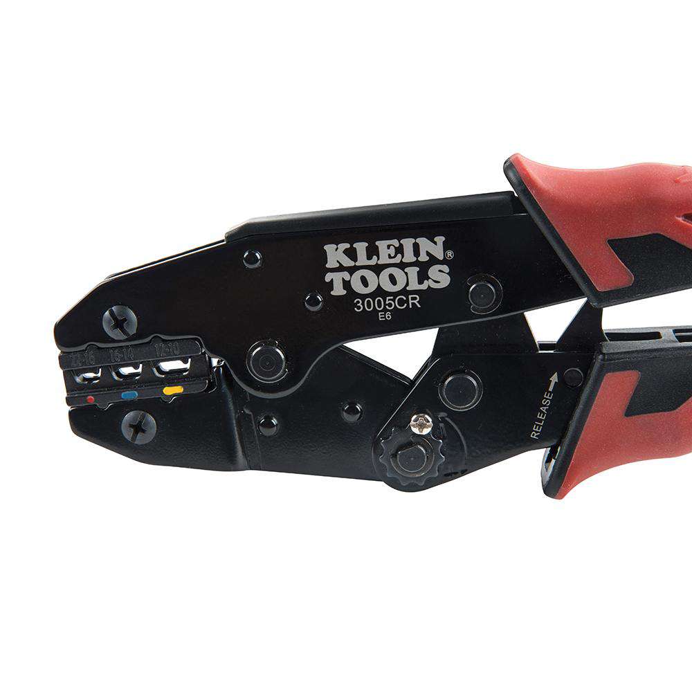 Klein Tools 3005CR Ratcheting Crimper, 10-22 AWG - Insulated Terminals - Edmondson Supply