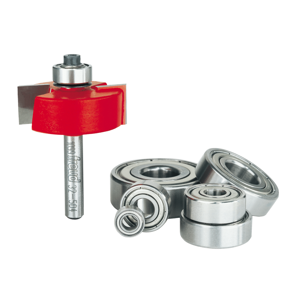 Freud 32-504 flush, 1/8", 1/4", 5/16", 3/8", 7/16", 1/2" Depth Rabbeting Bit with Bearings Set - Edmondson Supply