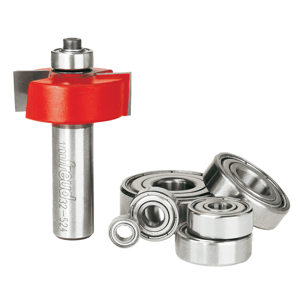 Freud 32-524 flush, 1/8", 1/4", 5/16", 3/8", 7/16", 1/2" Depth Rabbeting Bit with Bearings Set - Edmondson Supply