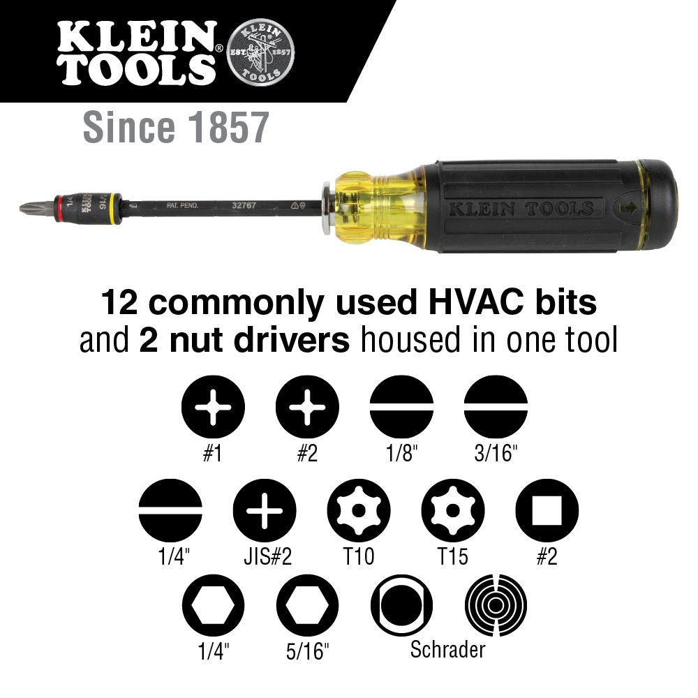 Klein Tools 32304 14-in-1 HVAC Adjustable-Length Impact Screwdriver with Flip Socket - Edmondson Supply