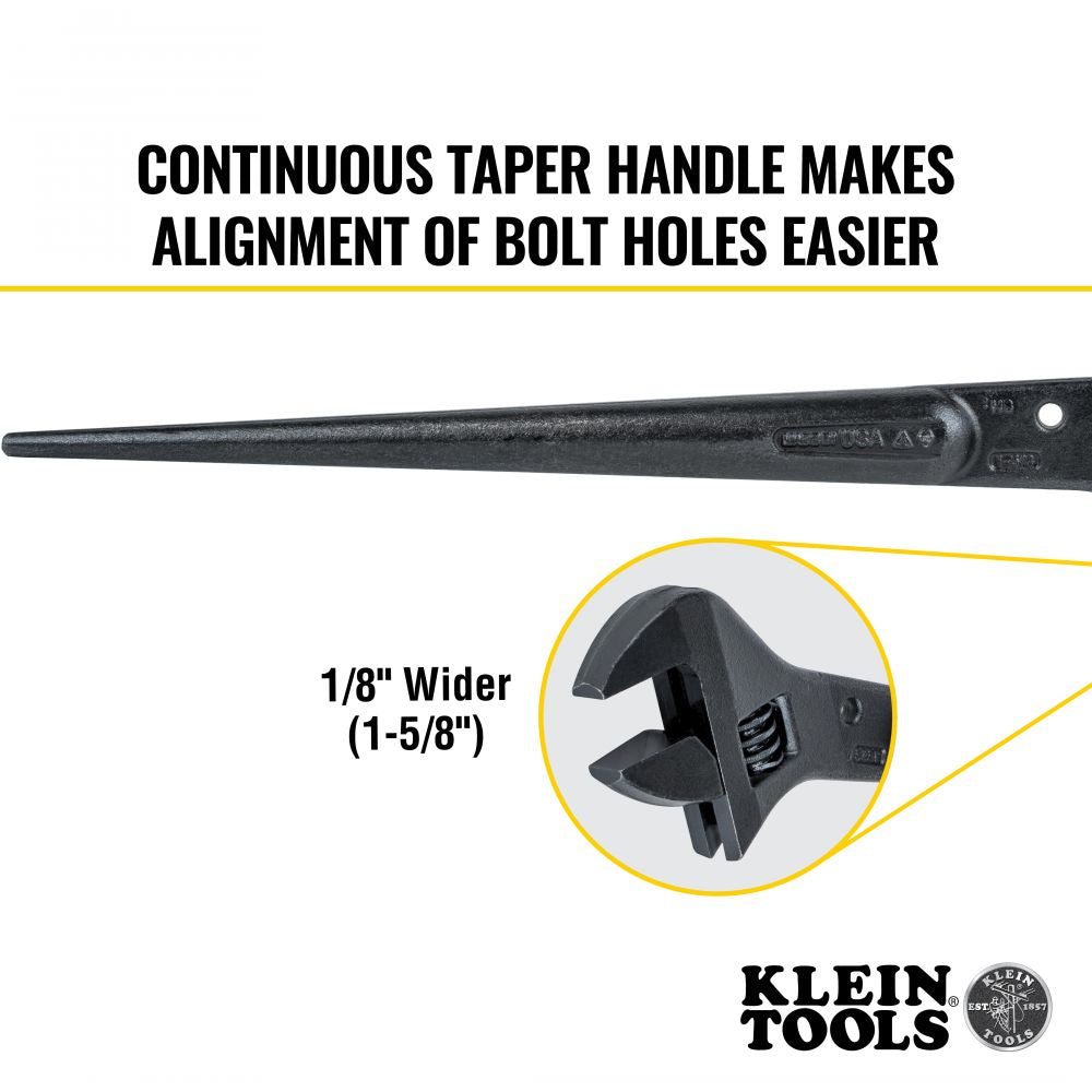 Klein Tools 3239 Adjustable Spud Wrench, 16-Inch, 1-5/8-Inch, Tether Hole- Edmondson Supply