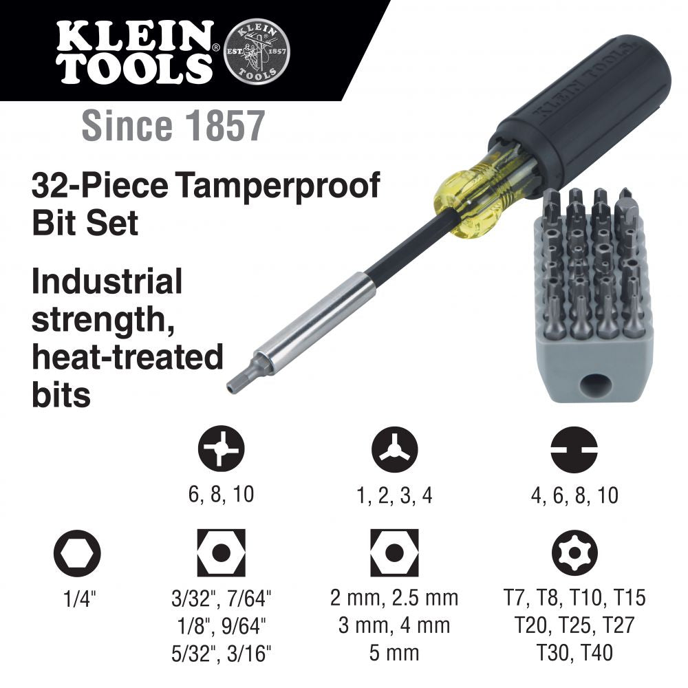 Klein Tools 32510 Magnetic Screwdriver with 32 Tamperproof Bits - Edmondson Supply