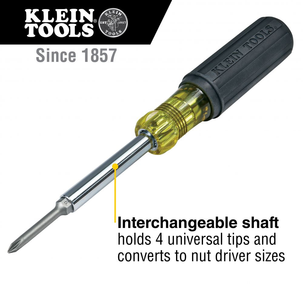 Klein Tools 32559 6-in-1 Multi-Bit Screwdriver, Extended Reach - Edmondson Supply