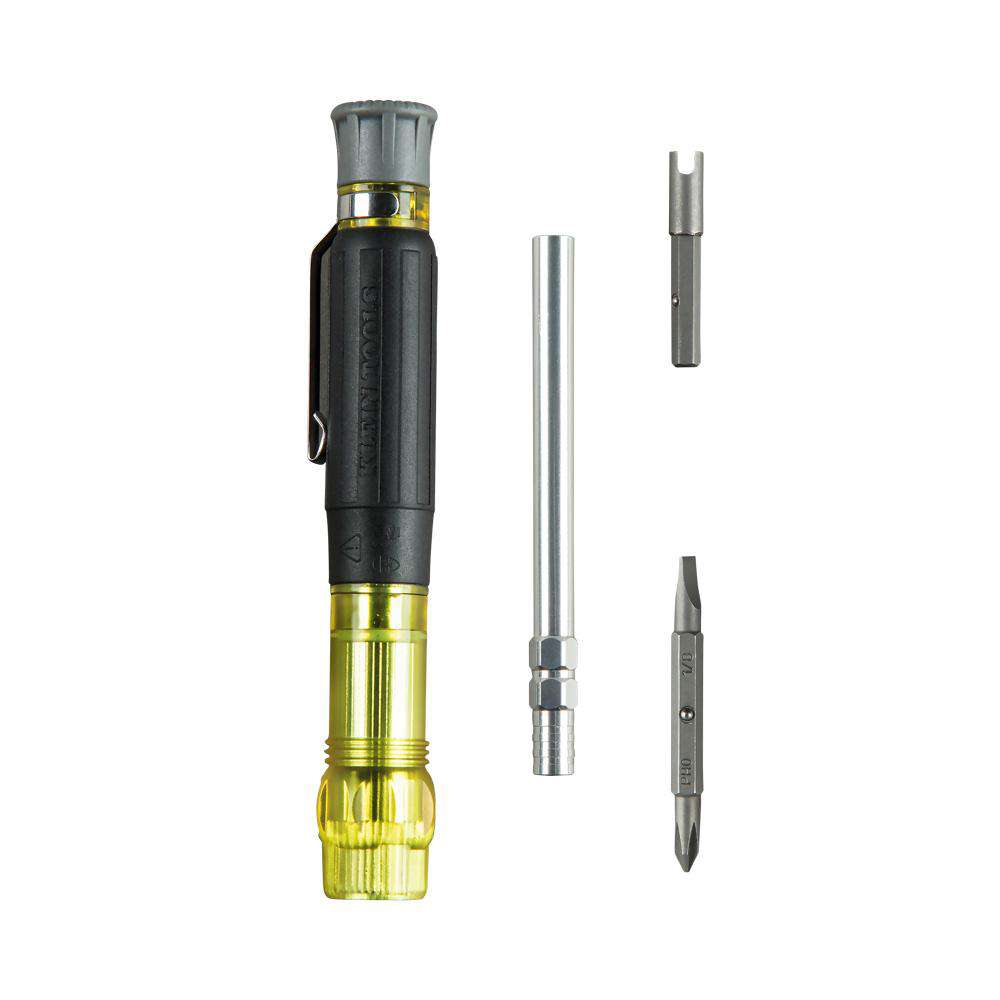 Klein Tools 32613 HVAC Pocket Screwdriver, 3-in-1, Phillips, Slotted, Schrader Bits - Edmondson Supply