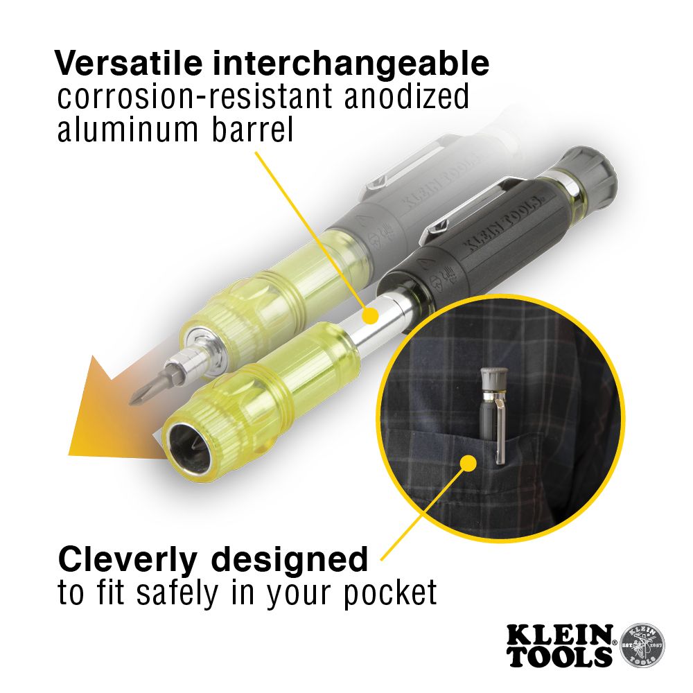 Klein Tools 32614 Multi-Bit Electronics Pocket Screwdriver, 4-in-1, Ph, Sl Bits - Edmondson Supply