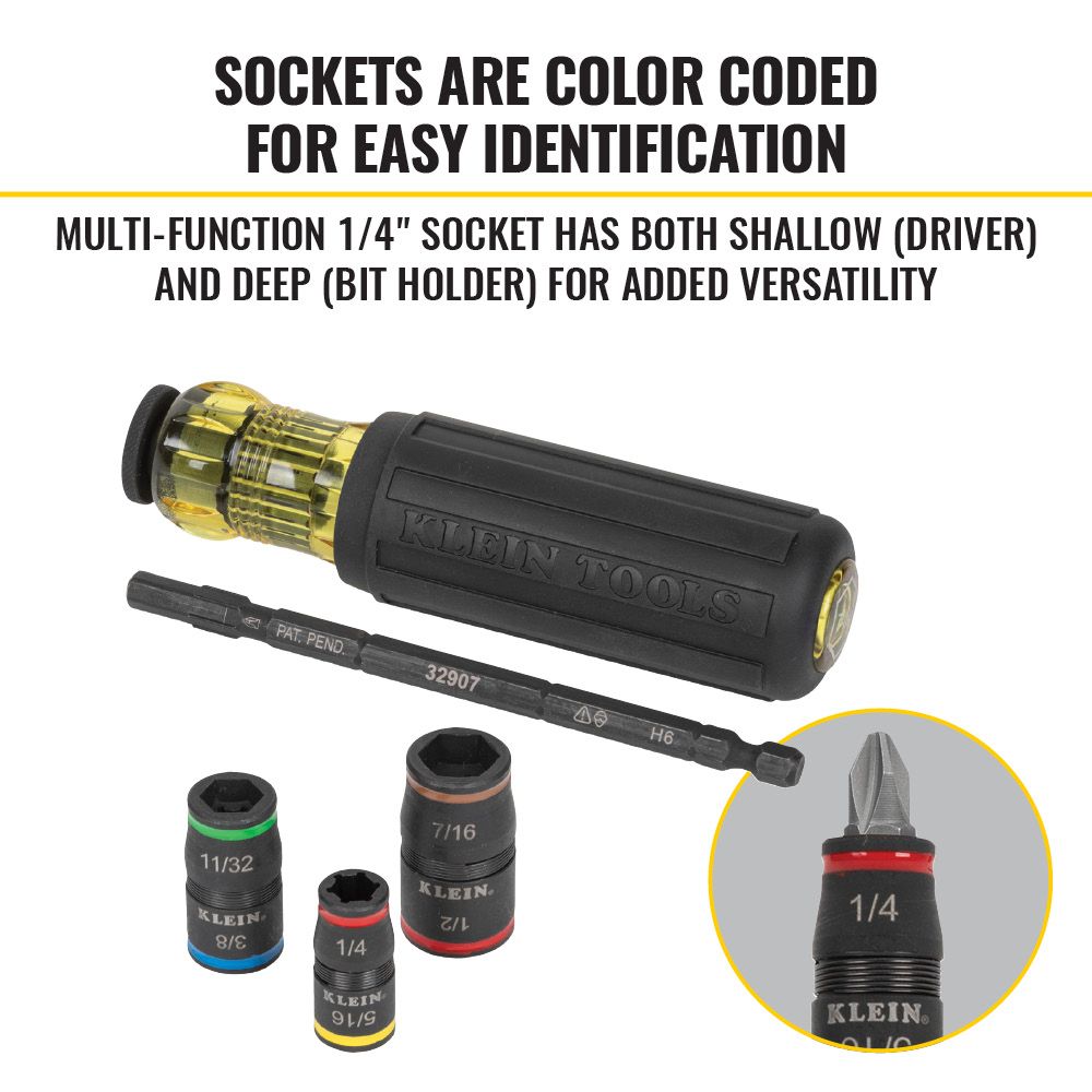 Klein Tools 32900 7-in-1 Impact Flip Socket with Handle - Edmondson Supply