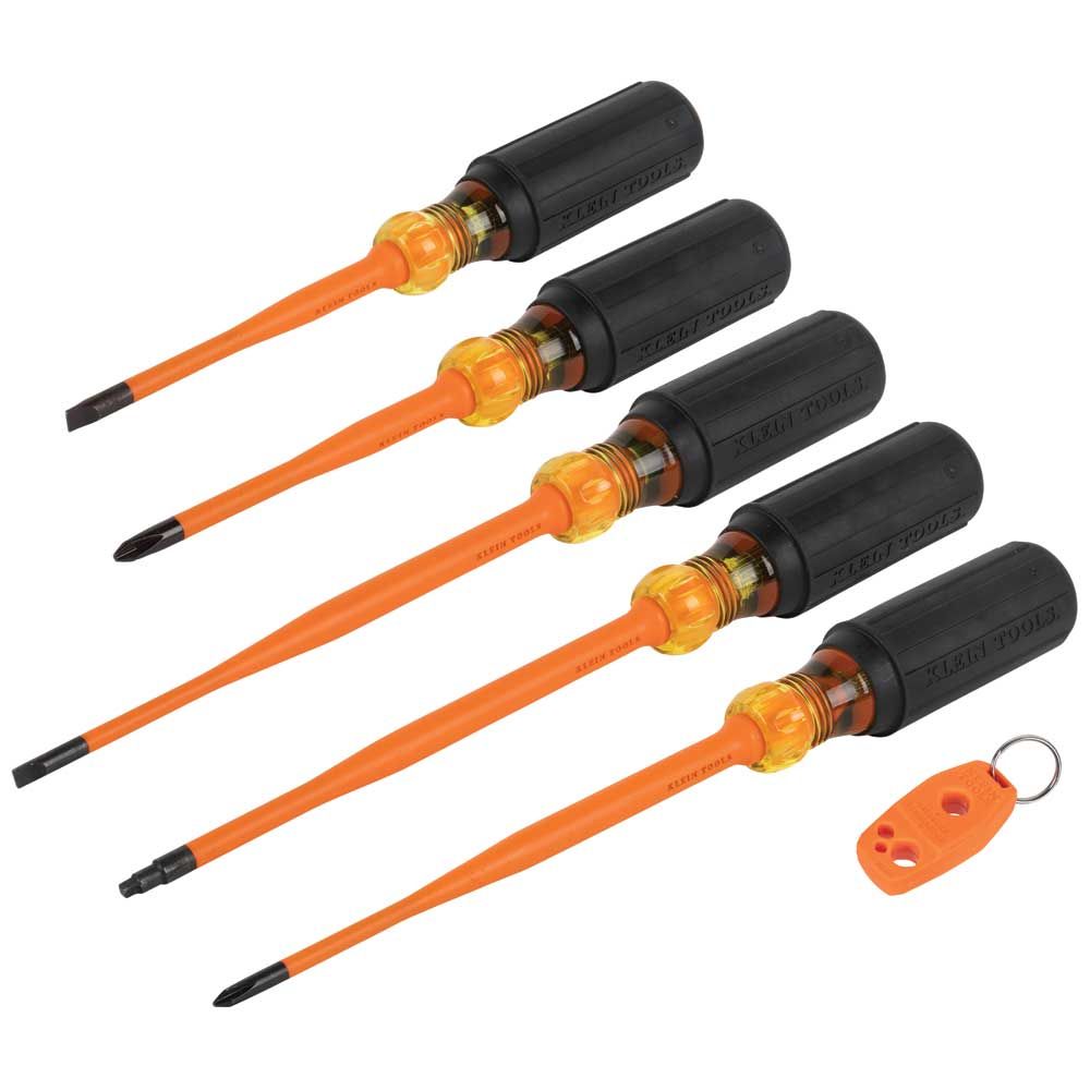 Klein Tools 33736INS Screwdriver Set, 1000V Slim-Tip Insulated and Magnetizer, 6-Piece - Edmondson Supply