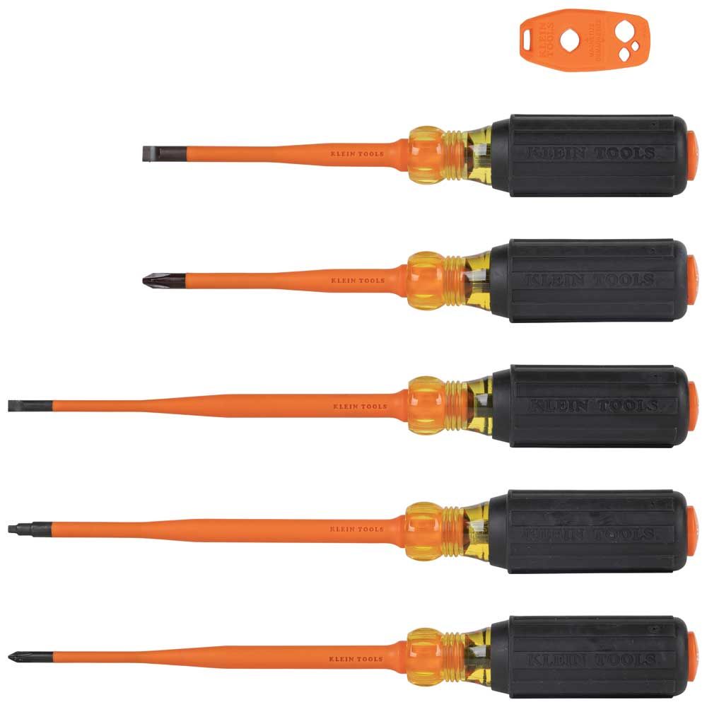 Klein Tools 33736INS Screwdriver Set, 1000V Slim-Tip Insulated and Magnetizer, 6-Piece - Edmondson Supply