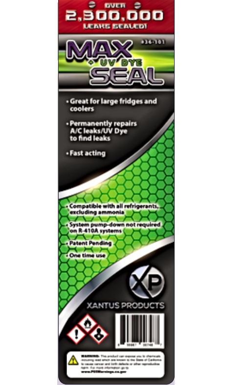 Xantus Products 37-101 Max Seal +UV Dye Commercial Direct Inject AC Leak Sealant, 15-30 Tons - Edmondson Supply
