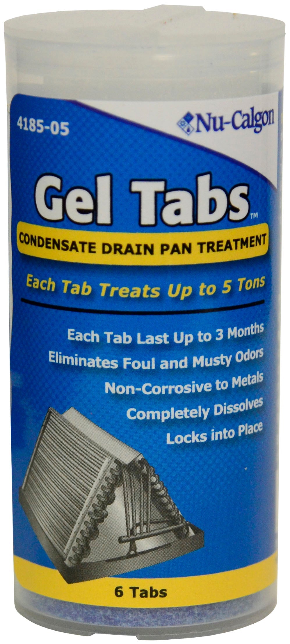 Nu-Calgon 4185-05 Condensate Pan Gel Tabs, 5 ton, 6 tabs in a tube - Edmondson Supply