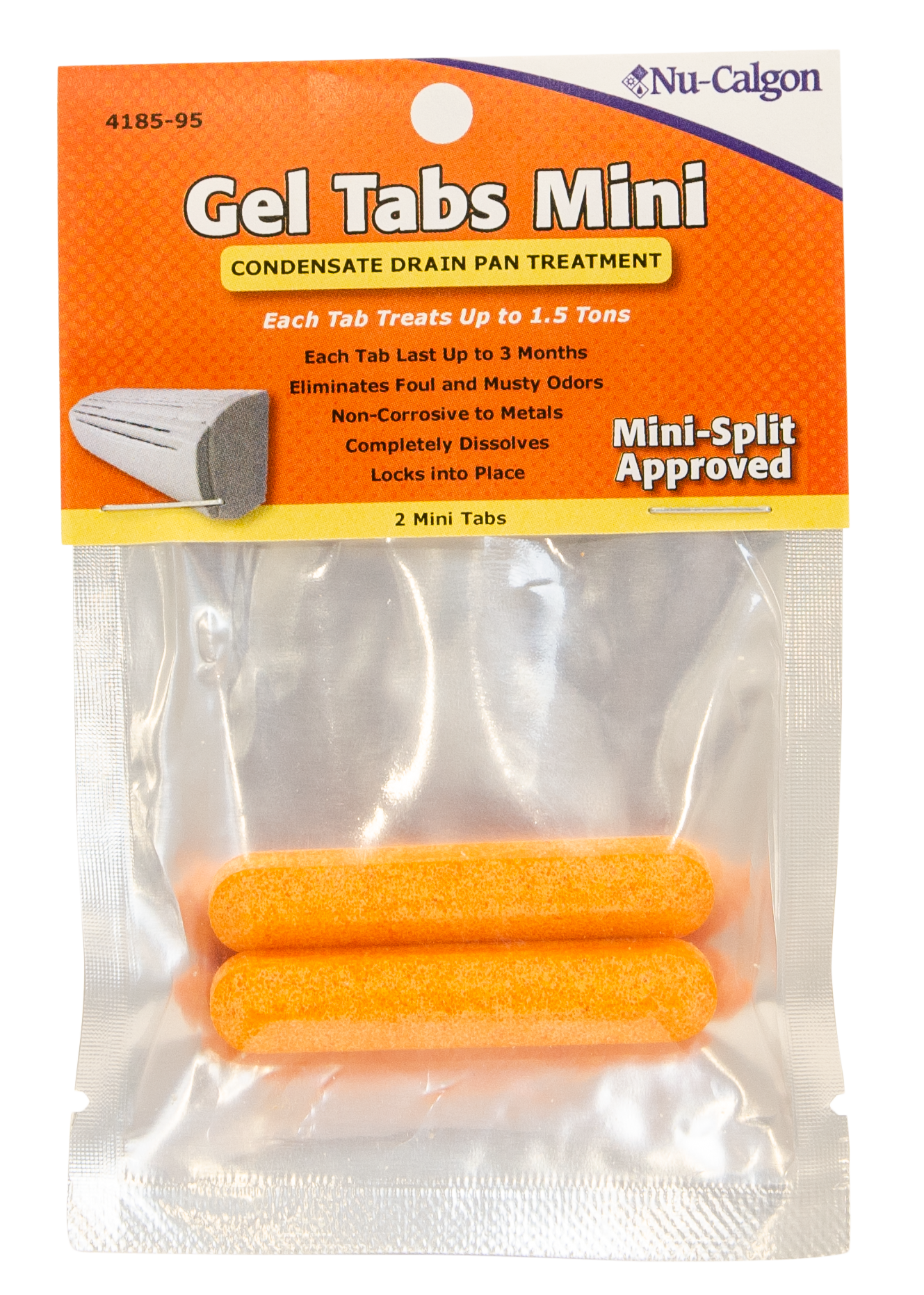 Nu-Calgon 4185-95 Condensate Pan Gel Tabs Mini, 1.5 ton, 2 tablets per pack - Edmondson Supply