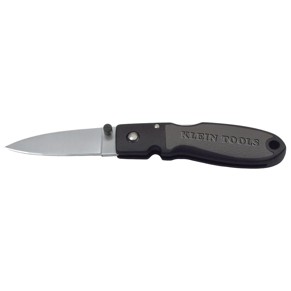 Klein Tools 44002 Lightweight Lockback Knife, 2-3/8-Inch Drop Point Blade, Black Handle - Edmondson Supply
