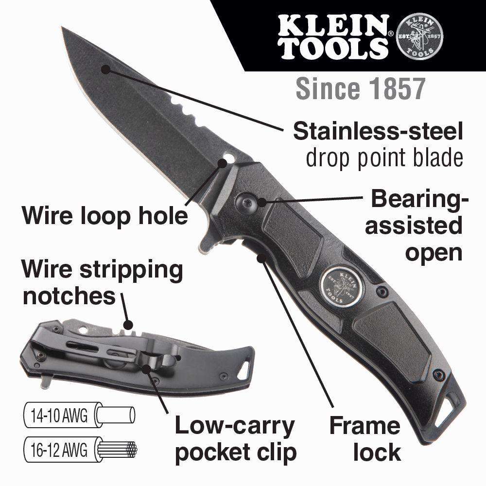 Klein Tools 44228 Electrician’s Bearing-Assisted Open Pocket Knife - Edmondson Supply