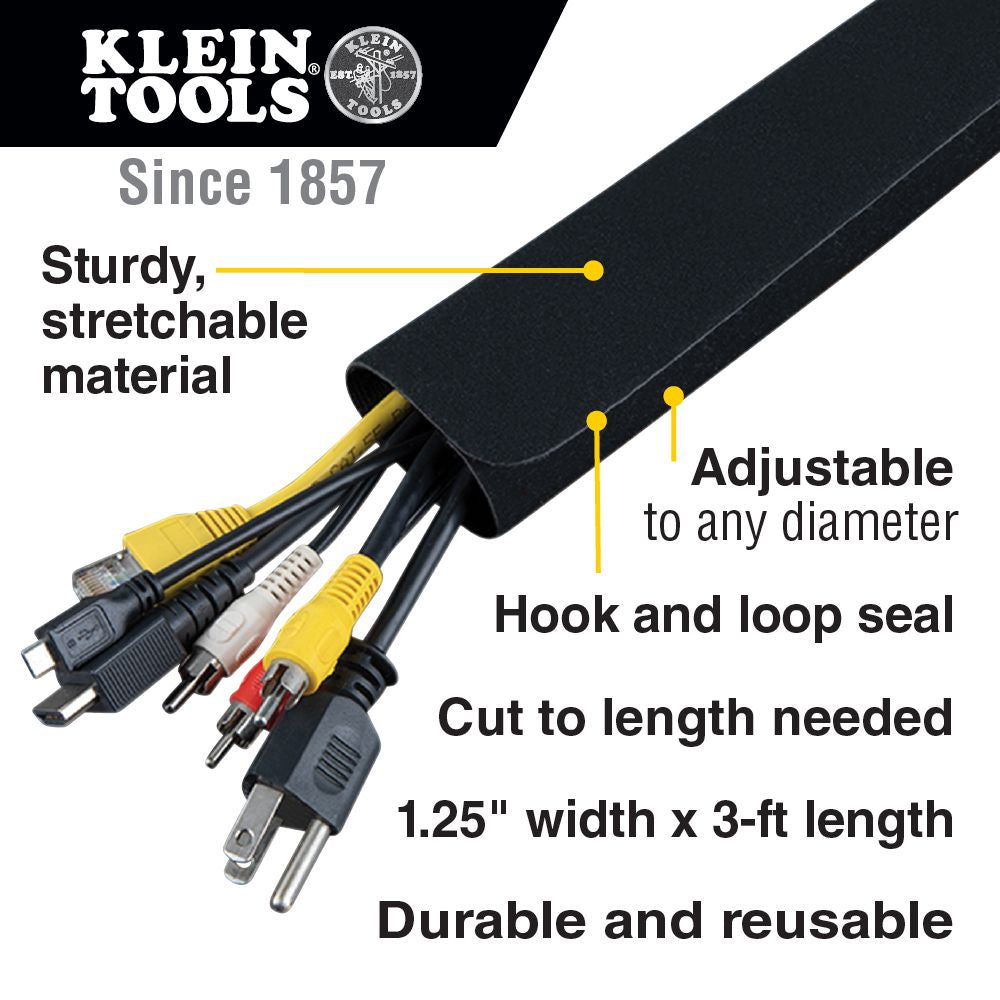 Klein Tools 450-320 Cable and Wire Management Sleeves,1.25-Inch Diameter, 3-Foot Long - Edmondson Supply