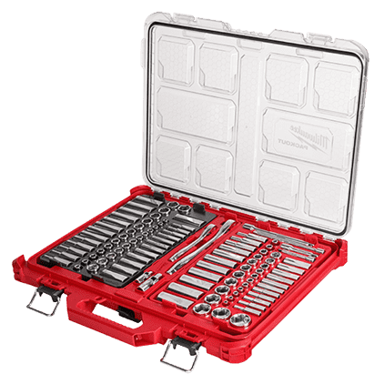 Milwaukee 48-22-9486 1/4" & 3/8” Drive 106pc Ratchet & Socket Set with PACKOUT Low-Profile Organizer - SAE & Metric