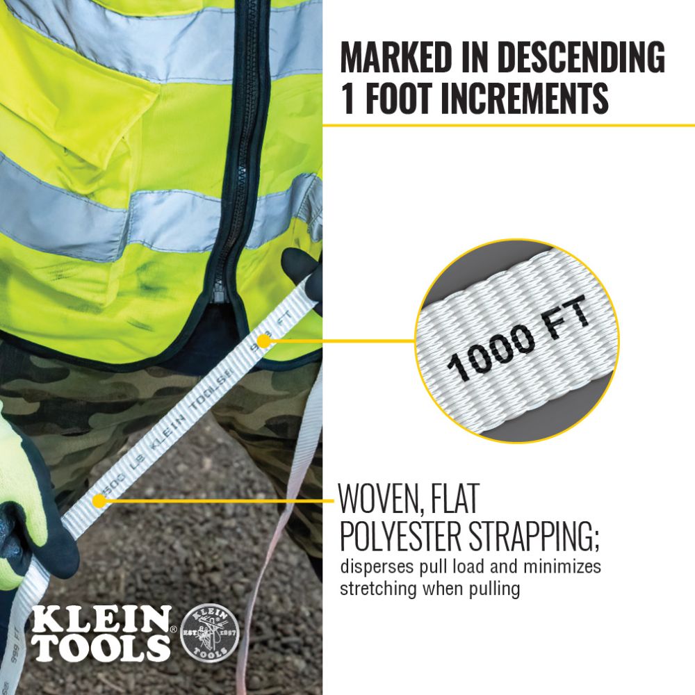 Klein Tools 50142 Conduit Measuring Pull Tape, 2500-Pound x 3000-Foot - Edmondson Supply