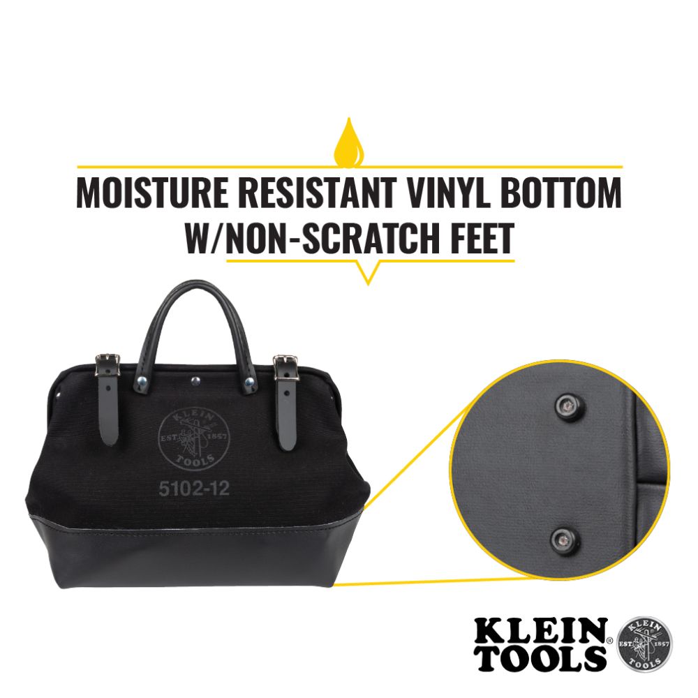 Klein Tools 510212BLK Tool Bag, Black Canvas, 12-Inch - Edmondson Supply