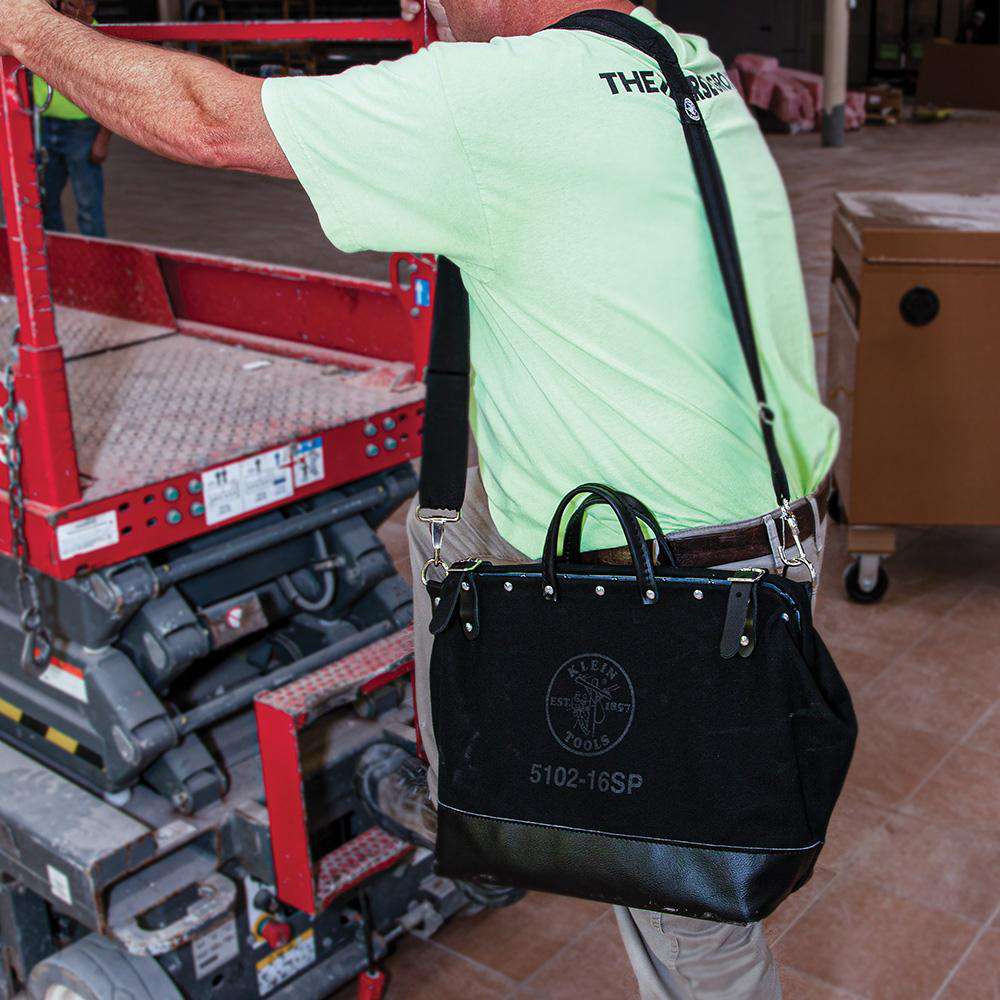 Klein Tools 510216SPBLK Deluxe Black Canvas Tool Bag, 16-Inch - Edmondson Supply